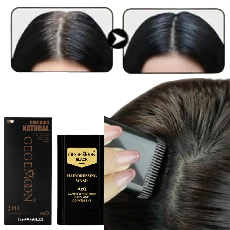 Black Temporary Hair Color Stick | Long-Lasting Gray Coverage Hair Touch-Up Wand | Compact Size | 20g
