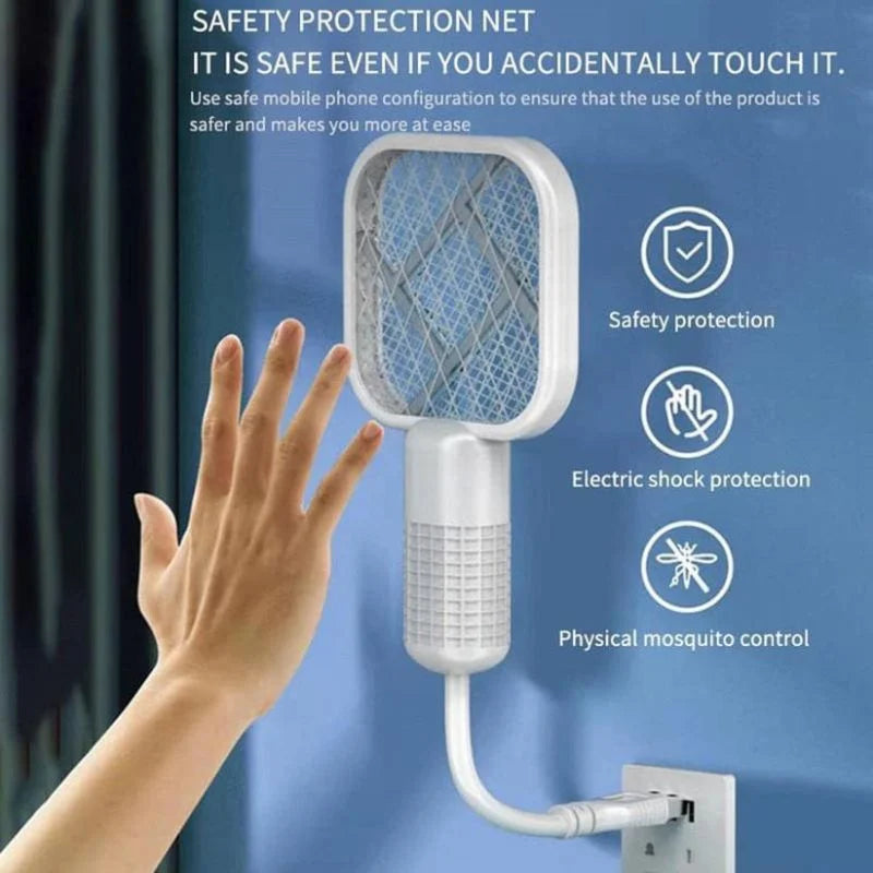 Portable Mini Mosquito Swatter | USB Rechargeable Electric Bug Zapper with LED Night Light | Random color