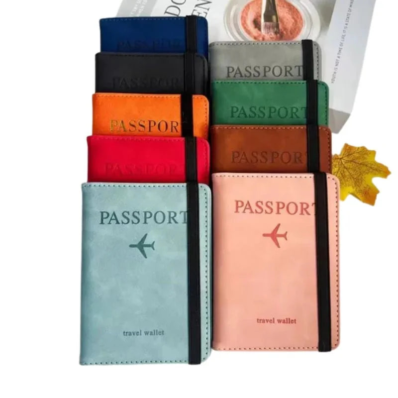 RFID Blocking Passport Wallet | PU Leather Travel Document Holder with Card & Cash Pockets | Random Color