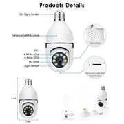 Speed-X Bulb Camera 1080P WiFi 360° Panoramic Security Camera  | Night Vision & Two-Way Audio