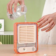 Portable USB Air Cooler Fan – 3-Speed, Mist Spray, Rechargeable | Random Color