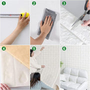 3D White Brick Wall Stickers | Self-Adhesive Waterproof Home Decor | Peel & Stick