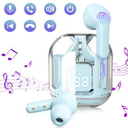 Air31 Earbuds Wireless | Crystal Transparent Bluetooth 5.3 | LED Display | Heavy Bass Stereo Sound
