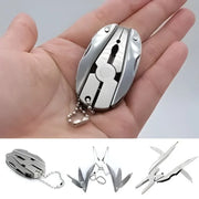 Stainless Steel Outdoor Portable Multitool Plier Knife | Mini Keychain Multi Tool with Screwdriver & Pouch | Camping, Hiking & Everyday Use