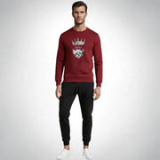 KING Printed Maroon Tracksuit Sweatshirt & Trouser | Warm & Comfortable Winter Wear | Medium
