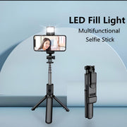 R1s Bluetooth Selfie Stick Tripod with Remote | 360° Foldable Phone & Action Camera Stand with LED Light
