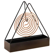 Triangle-Shaped Iron Mosquito Coil Holder | Creative Hanging & Standing Incense Burner | Durable Metal Design | Black | Pack of 1