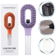 2-in-1 Misting Hair Brush with Water Spray Bottle | Fine Mist Detangling Brush for Curly, Wavy & Straight Hair | Wet & Dry Styling Brush | Portable Anti-Frizz Hair Comb