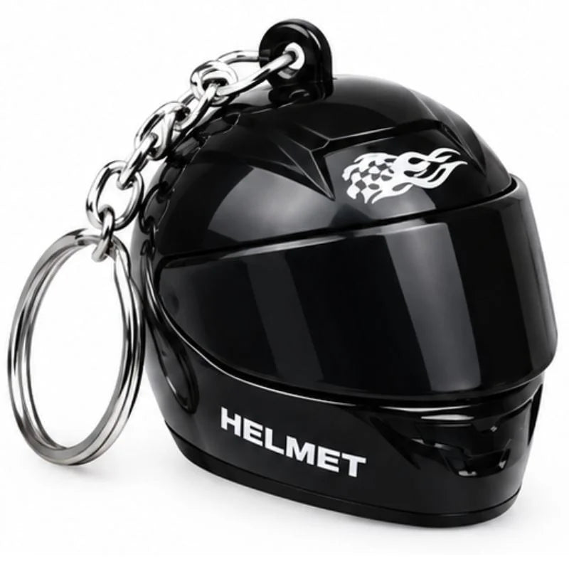 Mini Motorcycle Helmet Keychain with LED | Full Face Helmet Pendant with Movable Visor | Bike, Car & Backpack Key Ring | Random Color