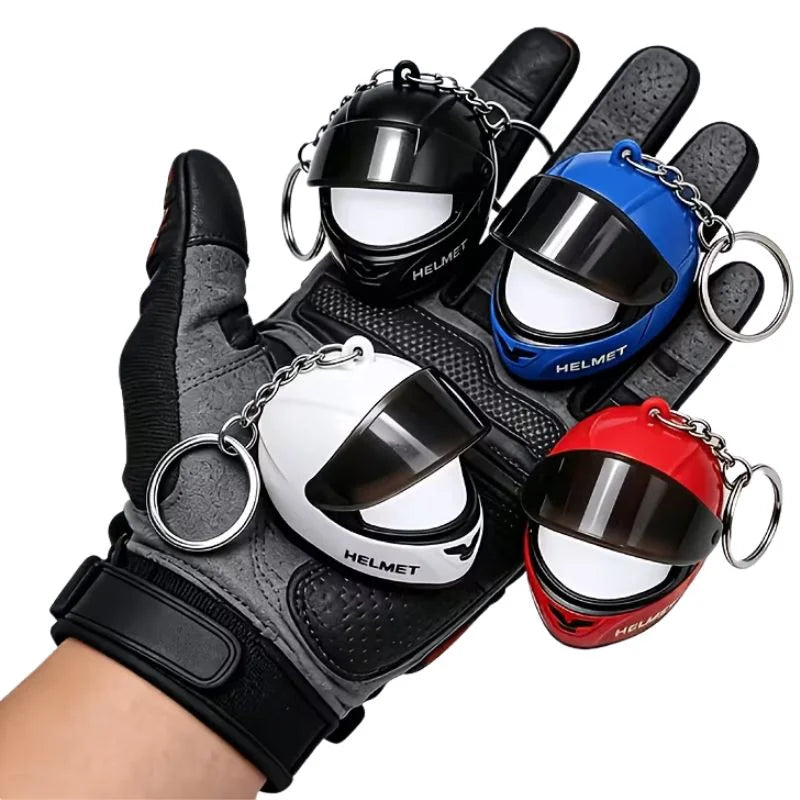 Mini Motorcycle Helmet Keychain with LED | Full Face Helmet Pendant with Movable Visor | Bike, Car & Backpack Key Ring | Random Color